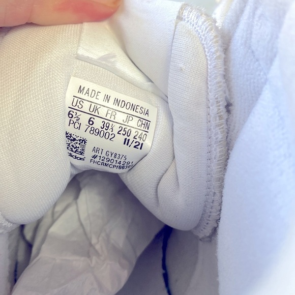 Adidas Junior Top Ten RB J White High-Top Sneakers w/Blue & Green Stripes Sz 6.5 - Picture 6 of 10